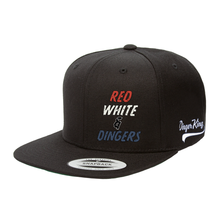 Load image into Gallery viewer, Red White &amp; Dingers Flat-Bill Snapback Hat