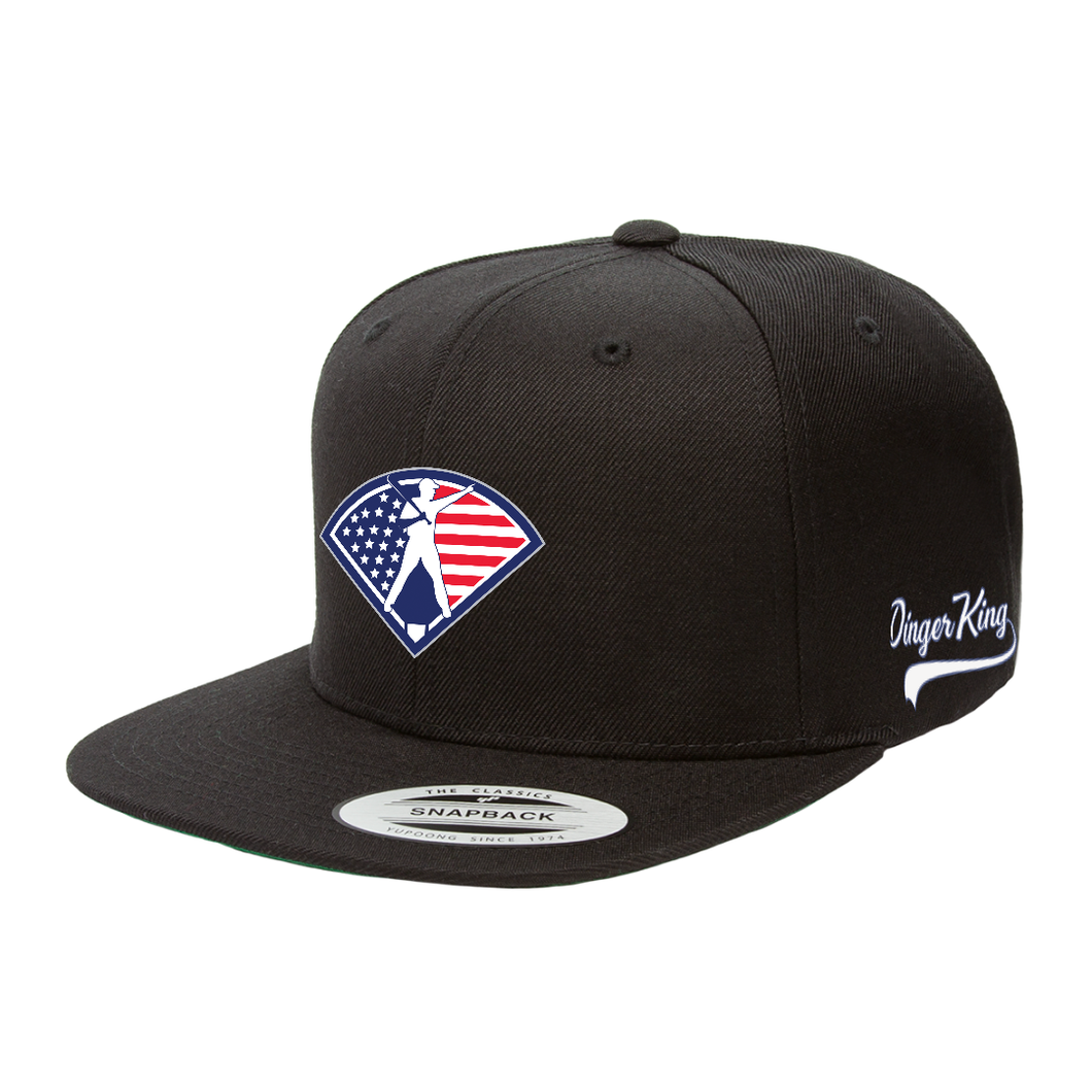 DingerKing USA Logo Flat-Bill Snapback Hat