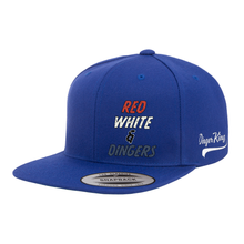 Load image into Gallery viewer, Red White &amp; Dingers Flat-Bill Snapback Hat