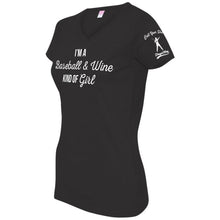 Load image into Gallery viewer, Baseball &amp; Wine Kind of Girl Women&#39;s V-Neck