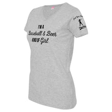 Load image into Gallery viewer, Baseball &amp; Beer Kind of Girl Women&#39;s V-Neck