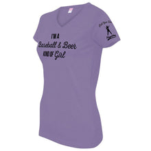 Load image into Gallery viewer, Baseball &amp; Beer Kind of Girl Women&#39;s V-Neck