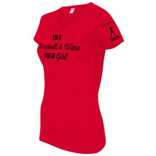 Load image into Gallery viewer, Baseball &amp; Wine Kind of Girl Women&#39;s V-Neck