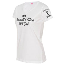 Load image into Gallery viewer, Baseball &amp; Wine Kind of Girl Women&#39;s V-Neck