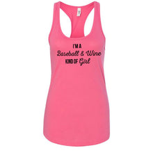 Load image into Gallery viewer, Baseball &amp; Wine Kind of Girl Women&#39;s Tank