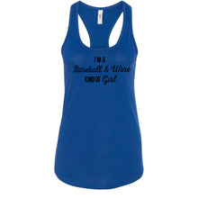 Load image into Gallery viewer, Baseball &amp; Wine Kind of Girl Women&#39;s Tank