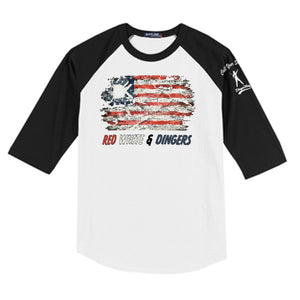 Red White & Dingers Baseball Tee